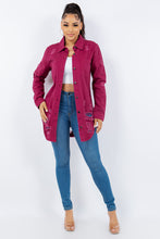 Load image into Gallery viewer, American Bazi Distressed Button Up Long Sleeve Denim Jacket
