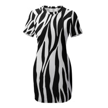 Load image into Gallery viewer, Ti Amo I love you - Exclusive Brand  - Zebra - Crew Neck Short Sleeve Dress - Sizes S-2XL
