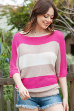 Load image into Gallery viewer, Color Block Boat Neck Half Sleeve Knit Top
