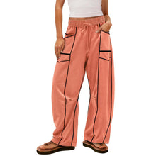 Load image into Gallery viewer, Womens Y2K Black Striped Wide-leg Pants With Pockets Fashion Loose Drawstring Trousers Sports Sweatpants

