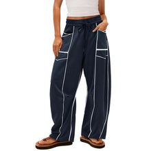 Load image into Gallery viewer, Womens Y2K Black Striped Wide-leg Pants With Pockets Fashion Loose Drawstring Trousers Sports Sweatpants
