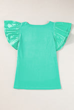 Load image into Gallery viewer, Mint Green Flutter Sleeve Square Neck Top
