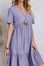 Load image into Gallery viewer, Full Size Ruched V-Neck Short Sleeve Dress
