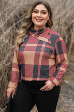 Load image into Gallery viewer, Plus Size Plaid Cowl Neck Long Sleeve Sweatshirt
