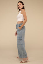 Load image into Gallery viewer, Washed Linen Elastic Band Waist Cargo Pants
