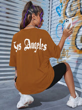 Load image into Gallery viewer, LOS ANGELES Round Neck Dropped Shoulder T-Shirt
