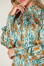 Load image into Gallery viewer, Double Take Full Size Printed Smocked Long Sleeve Blouse
