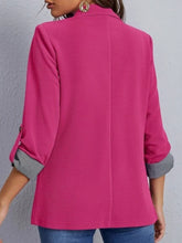 Load image into Gallery viewer, Lapel Collar Roll-Tab Sleeve Blazer
