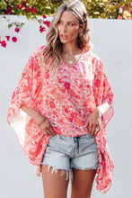 Load image into Gallery viewer, Pink Boho Floral V Neck Kimono Style Blouse
