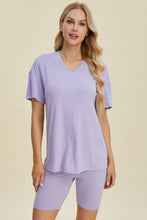 Load image into Gallery viewer, Basic Bae Full Size Ribbed V-Neck Short Sleeve Top and Shorts Set
