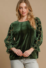 Load image into Gallery viewer, Umgee Polka Dot Lace Long Sleeve Round Neck Blouse
