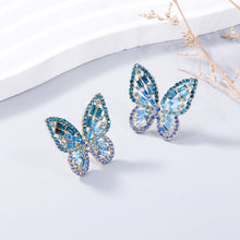 Load image into Gallery viewer, Alloy Inlaid Rhinestone Butterfly Earrings
