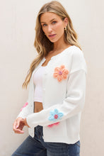 Load image into Gallery viewer, Pink Cute Knitted Floral Pattern Button Up Cardigan
