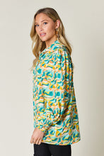 Load image into Gallery viewer, Double Take Full Size Printed Smocked Long Sleeve Blouse
