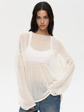 Load image into Gallery viewer, Round Neck Long Sleeve Knit Cover Up
