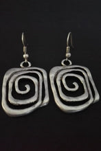 Load image into Gallery viewer, Silver Vintage Square Swirl Hook Earrings
