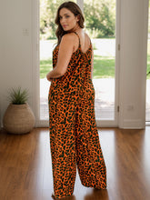 Load image into Gallery viewer, Full Size Leopard Scoop Neck Wide Leg Jumpsuit
