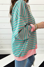 Load image into Gallery viewer, Casual Stripe Colorblock Drop Shoulder Oversize Sweatshirt
