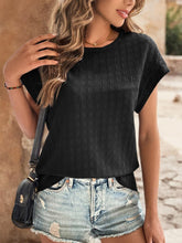 Load image into Gallery viewer, Textured Round Neck Short Sleeve Top
