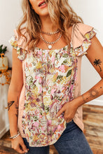 Load image into Gallery viewer, Ruffled Floral Square Neck Blouse
