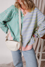 Load image into Gallery viewer, Casual Stripe Colorblock Drop Shoulder Oversize Sweatshirt
