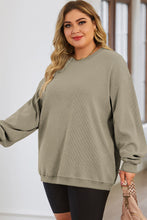 Load image into Gallery viewer, Plus Size Round Neck Dropped Shoulder Sweatshirt
