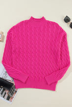 Load image into Gallery viewer, Cable-Knit Mock Neck Long Sleeve Sweater
