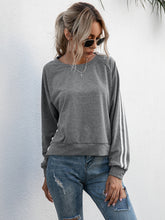 Load image into Gallery viewer, Lace-Up Round Neck Long Sleeve Sweatshirt
