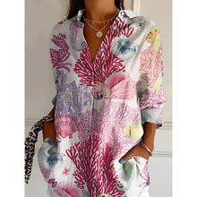Load image into Gallery viewer, Womens Floral Print Long-sleeved Casual Button Top
