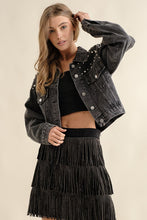 Load image into Gallery viewer, RHINESTONE SUEDE FRINGE SKIRT
