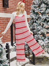 Load image into Gallery viewer, Shiny Christmas Color Contrast Wide-Legged Jumpsuit
