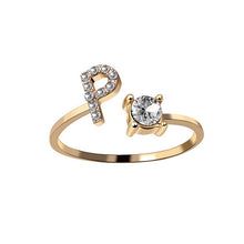 Load image into Gallery viewer, Womens New Design Adjustable 26 Initial Letter Ring Fashion Simple Elegant Jewelry
