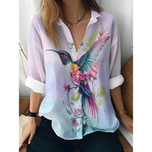 Load image into Gallery viewer, Womens Floral Print Long-sleeved Casual Button Top
