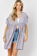 Load image into Gallery viewer, Printed Short Sleeve Ruffle Kimono
