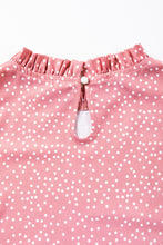 Load image into Gallery viewer, Pink Polka Dots Ruffle Flutter Sleeve Frilled Neck Blouse
