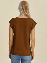 Load image into Gallery viewer, Double Take Full Size Notched Cap Sleeve Knit Top
