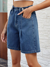 Load image into Gallery viewer, High Waist Denim Shorts with Pockets
