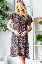 Load image into Gallery viewer, Heimish Full Size Printed Ruffled Short Sleeve Dress with Pockets
