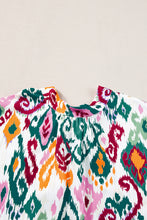 Load image into Gallery viewer, Multicolor Western Print High Neck Bat Sleeve Blouse
