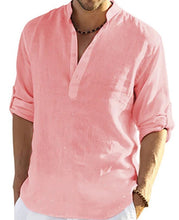Load image into Gallery viewer, Men&#39;s Casual Cotton Linen Solid Color Long Sleeve Shirt
