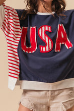 Load image into Gallery viewer, BiBi USA Letter Patchwork Contrast Short Sleeve T-Shirt
