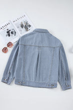 Load image into Gallery viewer, Striped Button Up Long Sleeve Denim Jacket
