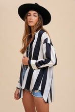 Load image into Gallery viewer, Annie Wear Striped Dropped Shoulder Button Up Shirt
