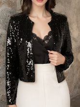 Load image into Gallery viewer, Full Size Sequin Open Front Cropped Jacket
