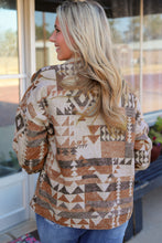 Load image into Gallery viewer, Brown Aztec Print Flap Pocket Button-up Jacket
