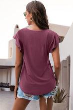 Load image into Gallery viewer, Ruffled Round Neck Cap Sleeve Blouse
