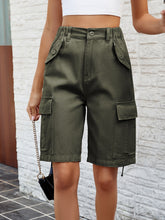 Load image into Gallery viewer, High Waist Denim Shorts with Pockets
