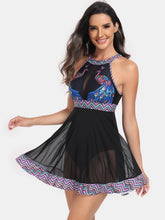 Load image into Gallery viewer, Cutout Printed Grecian Neck One-Piece Swimwear
