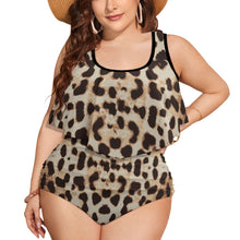 Load image into Gallery viewer, Ti Amo I love you - Exclusive Brand - Ash with Indian Khaki &amp; Cocoa Brown Leopard Spots - Womens Pus Size Bikini Swimsuit
