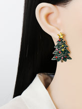 Load image into Gallery viewer, Alloy Inlaid Rhinestone Christmas Tree Earrings
